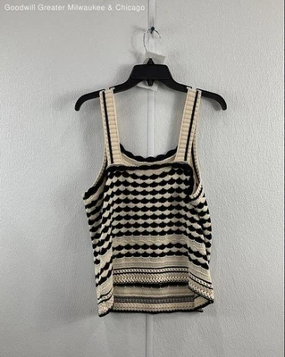 NWT Tribal Jeans Women's Size M Beige and Black Striped Sleeveless Top - Image 1 of 3