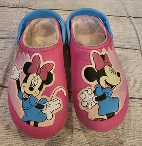 Crocs Minnie Mouse Girls Size J3 Disney Pink Crocband Fleece Lined  - Picture 1 of 9