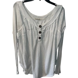 Free People We The Free Must Have Henley Thermal Top Womens L Waffle Oversized - Picture 1 of 10