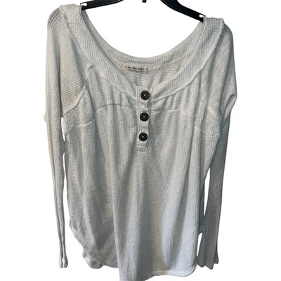 Free People We The Free Must Have Henley Thermal Top Womens L Waffle Oversized - Image 1 of 4