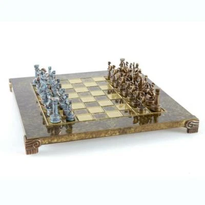 Manopoulos Greek Roman Army Chess Set - Blue Copper Pawns - Brown chess Board - Image 1 of 4