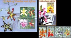 ZAMBIA 2005 ORCHIDS flowers + S/S + M/S SC#1057-61 mnh ** neuf 💲FREE SHIPPING💲 - Picture 1 of 1