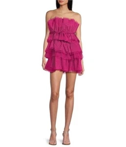 NWT Allison + Kelly Strapless Tulle Mini Cupcake Dress Jrs Sz M Pink Homecoming - Picture 1 of 8