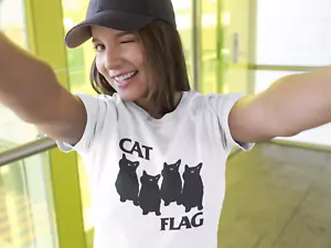 Camiseta Bandera Negra Gato Bandera Divertida Top - Imagen 1 de 5