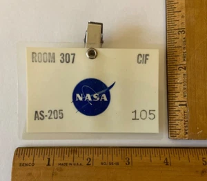 NASA 1968 Apollo Saturn AS-205 Room 307 CIF Apollo 7 Employee Access Badge #105 - Picture 1 of 5