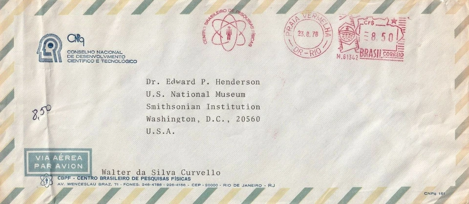 BRASIL 1978 ADVERTISING COVER CBPF OVERSIZED NATIONAL DEPARTMENT OF TECHNOLOGY  - Изображение 1 из 1