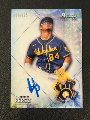 Hedbert Perez 2021 Bowman Sterling Prospect Auto Wave /125 Brewers BSPA-HP - Image 1 of 2