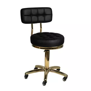 Rollhocker Kosmetikhocker Friseurhocker GOLD AM-961 Schwarz - Bild 1 von 4
