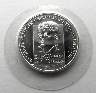 GERMANY 10 EURO 2005 F Silver BU Bertha von Suttner, Sealed in Capsule. B1 - Image 1 of 4