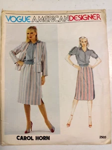 Blazer Jacket Skirt Top Blouse 10 Vogue 2503 Sewing Pattern VTG Cut Carol Horn - Picture 1 of 8