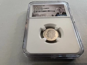 2018-S CLAD ROOSEVELT DIME FIRST RELEASE NGC PF70 U.C. "PORTRAIT LABEL" TOP POP - Picture 1 of 4