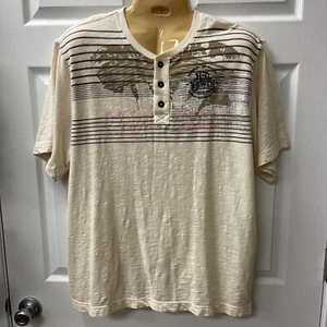 EUC ~ Harley Davidson Supply Service 3 Button Short Sleeve Beige Ivory Men's XL - Picture 1 of 12