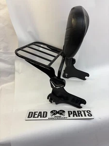Harley 97-08 Negro Roadking Desmontable Sissybar Respaldo Almohadilla con Barra - Imagen 1 de 6