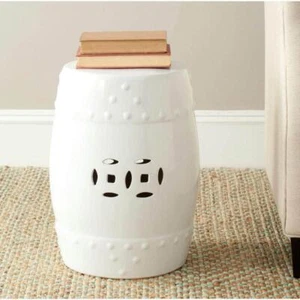 SAFAVIEH Side Table 13"x13"x18" Modern Ming White Ceramic Light Weight Portable - Picture 1 of 3