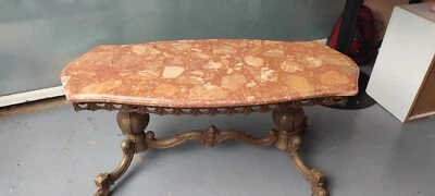 Table basse en marbre avec pieds laiton vintage - Photo 1/2