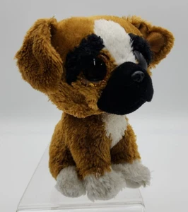 Ty Boo Brutus Boxer Dog Puppy Glitter Eyes very clear 2016 6 inches - Picture 1 of 6