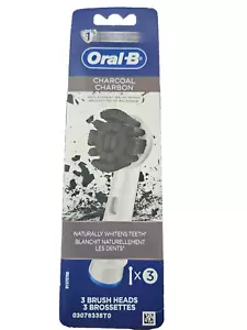 ORAL-B Charcoal Replacement Brush Heads 3 Pack White New(GS284) - Picture 1 of 3