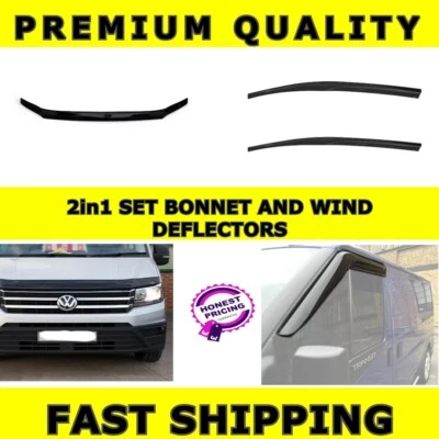 VW VOLKSWAGEN Crafter 2017 + Wind Rain deflectors & Bonnet Deflector Protector - Image 1 of 4