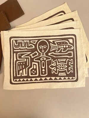 4 manteles individuales y 4 servilletas de colección África africana Tiki barware polinesio MCM Foto 1 de 4