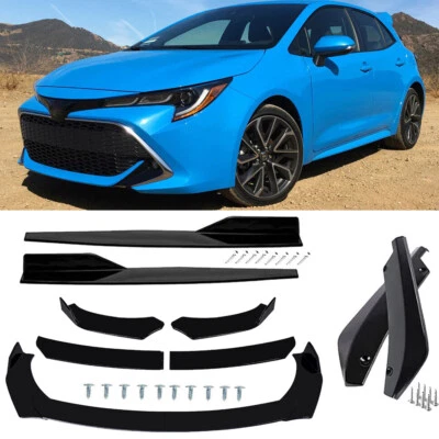 For Toyota Corolla XSE Hatchback Front Bumper Lip Splitter Spoiler + Side Skirt - Image 1 of 4