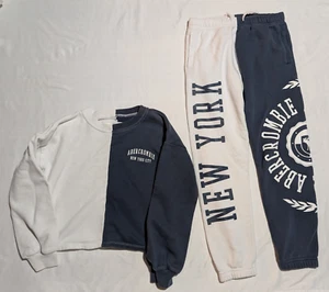 2 Piece Abercrombie Kids Sweats New York and Logo Size 9/10 Blue White - Picture 1 of 14