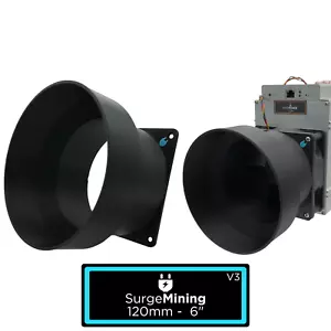 120mm to 6 Inch Tall - Fan Shroud Adapter Crypto Miner Silencer Antminer S9 L3+ - Picture 1 of 4
