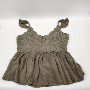 Shyanne Womens Tank Top L Green Smocked Back Sleeveless Pullover Embroidered  - Picture 1 of 15