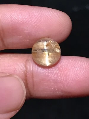 3.82cts 9.5mm Round Natural Golden Rutilated Quartz Catseye Gemstone - Image 1 of 3