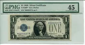 FR 1600* 1928 $1 Star Silver Certificate PMG 45 CHOICE EXTREMELY FINE - Picture 1 of 1