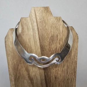 Vintage Sterling Silver Choker Collar Necklace Mexico .925 Taxco Adjustable JMF  - Picture 1 of 11
