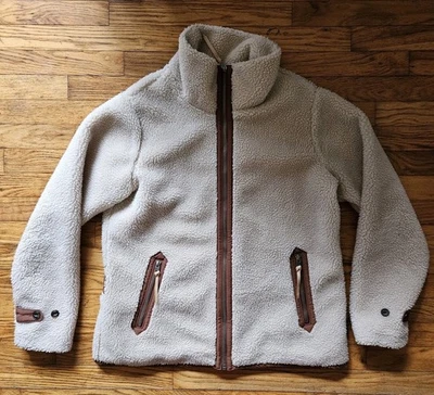 Patagonia Divided Sky Jacket Pile Fleece Womens Sz XL Full Zip Cream Brown - Image 1 of 4