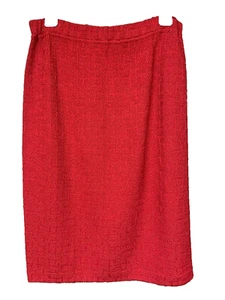 ST. JOHN EVENING 10 WOMEN'S LIGHTLY TEXTURED RED KNIT STRAIGHT PULL-ON SKIRT - Picture 1 of 4