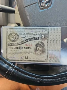 1874 $5 State of Louisiana Baby Bond Crisp AU - Picture 1 of 7