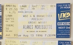 Alanis Morissette Jagged Little Pill Tour 1996 Ticket Stub Great Woods MA, 8/13 - Picture 1 of 2
