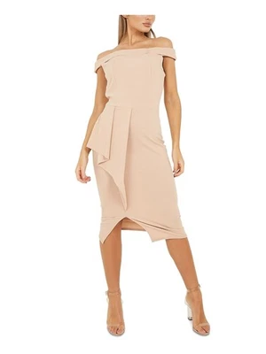 Vestido vaquero midi manga gorra estilo pulóver beige QUIZ para mujer 8 Foto 1 de 4