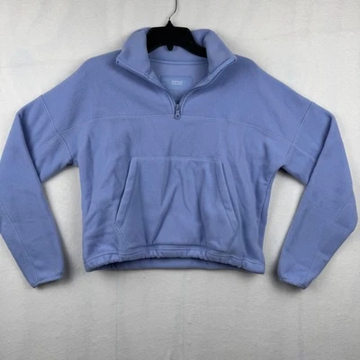 Girlfriend Collective Fleece Pullover XS Lavender Cropped Half Zip Sweatshirt - Image 1 of 4