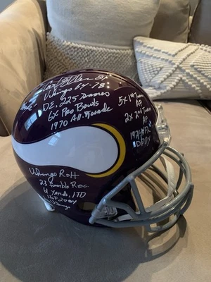 CARL ELLER SIGNED FULL SIZE VIKINGS STAT HELMET       14 INSCRIPTIONS       JSA - Image 1 of 4