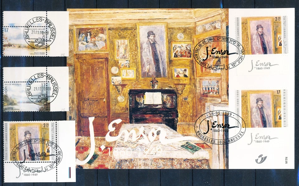 XE56633 Belgium 1999 Ensor art paintings FDC's used - Image 1 of 1