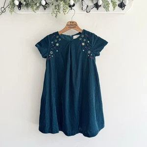 Mini Boden Girls Velvet Celestial Space Embroidered Green Dress Size 7/8 - Picture 1 of 4