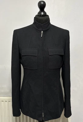 BNWT M&S Women Long Sleeve Zip Up Jacket Blazer Top with Pockets Black UK 10 12 - Image 1 of 4
