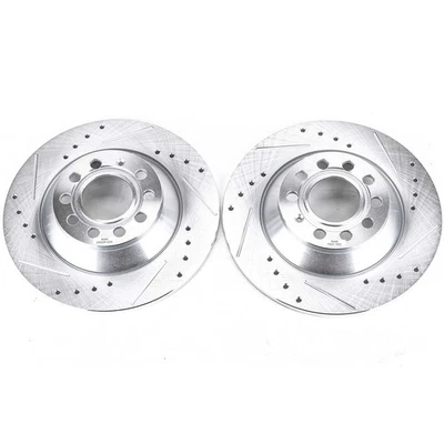 PowerStop Evolution Drilled Slotted Rotors Pair Rear For Audi A6 Quattro - Image 1 of 3