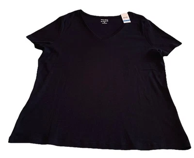 Studio Works Shirt Womens Jet Black XL V-neck Short Sleeve Retired Brand NEW NWT - Image 1 of 4