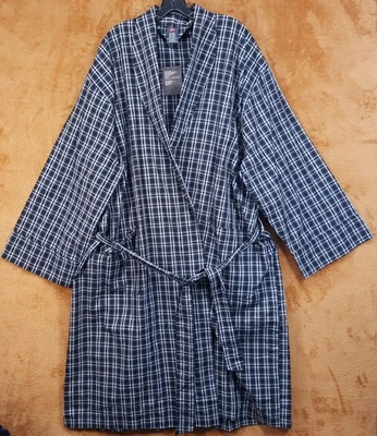 Bata HANES para Hombre XXL Negra Gris Cuadros Cinturón Ligera Doble Bolsillo Foto 1 de 4