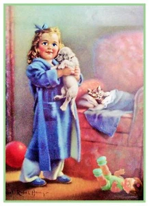 Girl Good Night to Everyone by Mabel Rollins Harris Counted Cross Stitch Pattern - Picture 1 of 4