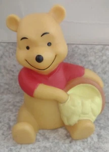 Vintage Disney Winnie The Pooh Plastic Rubber 6" Piggy Bank Coin Bank w/ Stopper - Picture 1 of 6