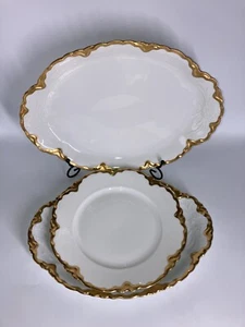 Habsburg China MZ Austria Gold Trim Platters & Plate Set 3 No Chips - Picture 1 of 14
