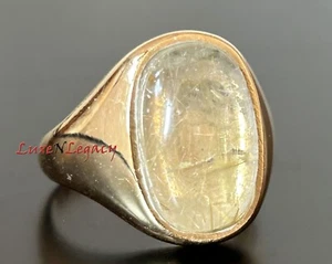 Natural Golden Rutile Quartz Ring 925 Sterling Silver Men's Ring Handmade Ring - Picture 1 of 11