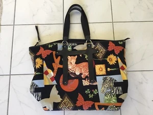 SALVATORE FERRAGAMO black Animal Print Tote Handbag Purse RARE and largest one. - Picture 1 of 9