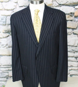 J PRESS Presidential Suit Jacket Blue with White Stripe Imported Wool USA 42 L - Picture 1 of 10