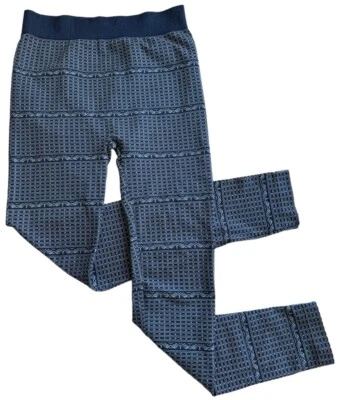 Lucky Brand Leggings Womens L Blue Elastic Waist Slim Geometric Fair Isle Pants - Image 1 of 4